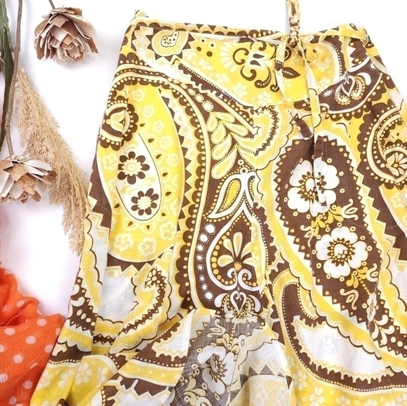 TALBOTS Petites Yellow White Brown Skirt Size 6p - Picture 11 of 16